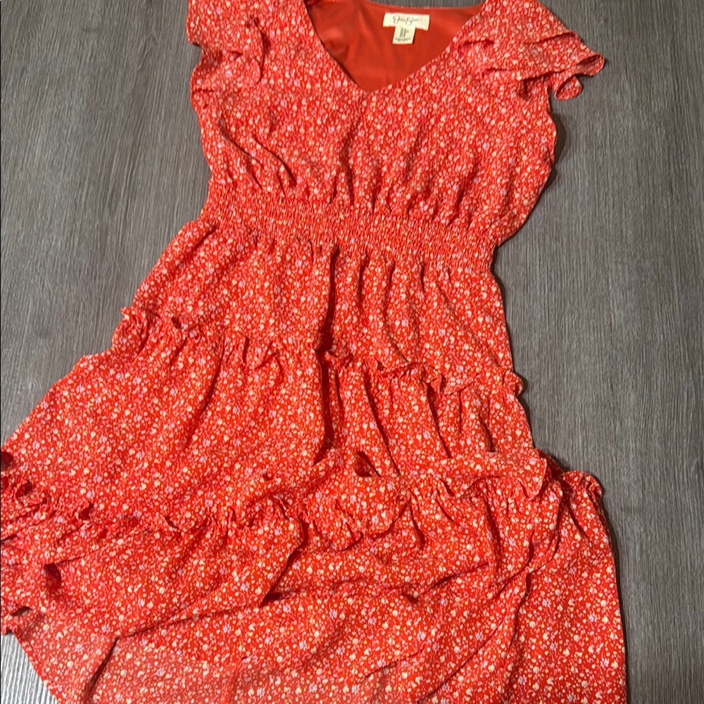 Jessica Simpson Red Floral Midi Dress
